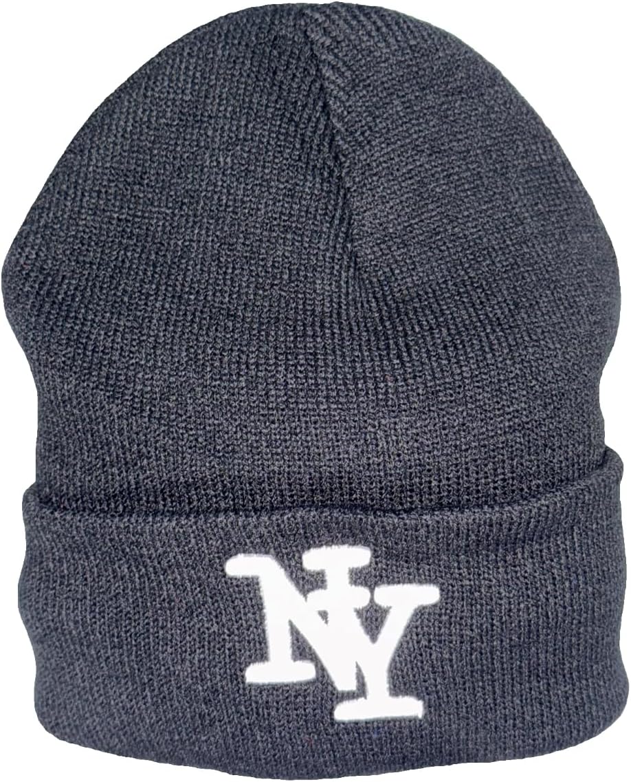 NY Winter Knit Beanie with Logo, Unisex - One Size - Black - Insulated Comfy Hats, Cuffed Design - Image 7