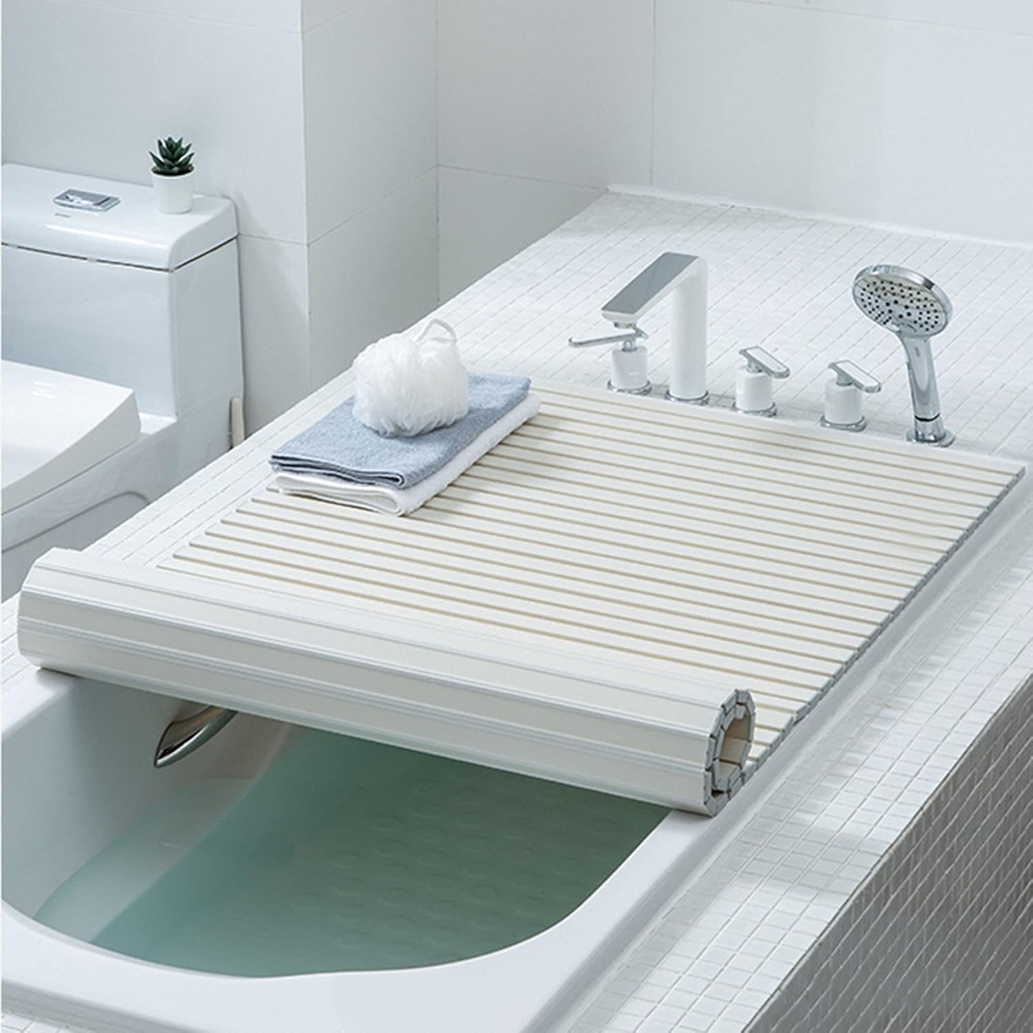 Bath Caddy Non-Slip Rack Bathtub Cover Folding Bath Tray Dust-Proof Cover Insulation Board Storage Shelf Phone Slot and Book Rest Tablet Stand (80x150cm)