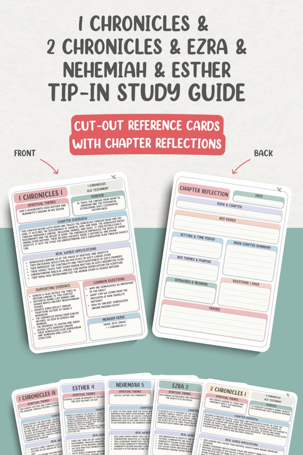 1 Chronicles & 2 Chronicles & Ezra & Nehemiah & Esther Chapter-by-Chapter Tip-In Bible Study Guide: Cut-Out Reference Cards with Chapter Reflections ... Chapter-by-Chapter Tip-In Bible Study Series)