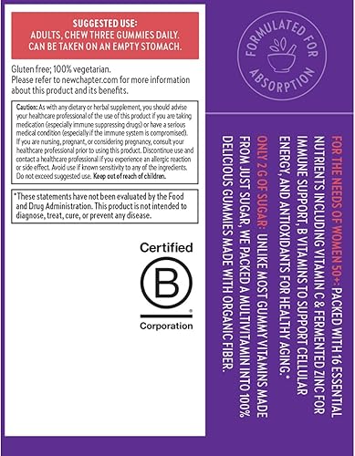 Miniatura 8 de New Chapter Gomitas multivitamínicas para mujeres de más de 50 años, 52% menos de azúcar, vitaminas gomosas de envejecimiento saludable para mujeres