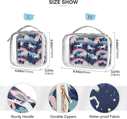 Miniatura 4 de Rainbow Unicorn Clear Toiletry Bag for Traveling,2 Pack Makeup Cosmetic Bag with Zipper,Travel Bag for Toiletries,Travel Essentials 21214735