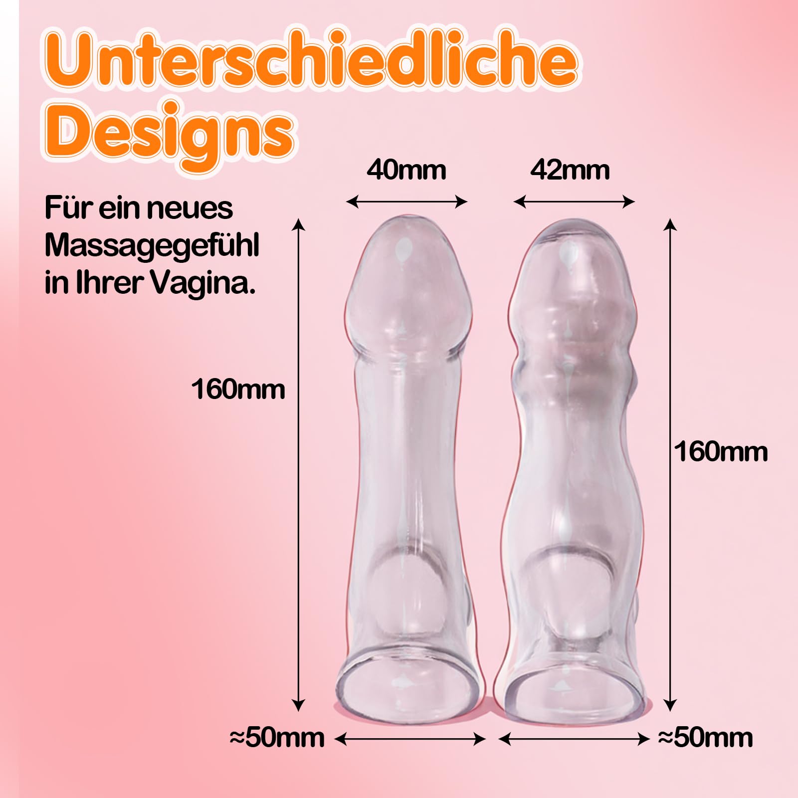 Set di 2 custodie trasparenti per pene da uomo, per allungamento del pene e ritardo, con pene in silicone, per pene, ingrandimento