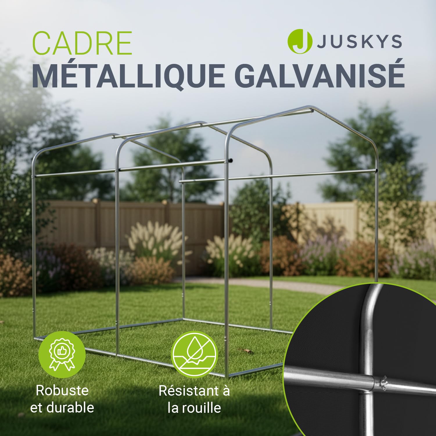 Juskys® Tente à Outils M - Garage à vélos d'extérieur de 6,2 m³ avec fenêtre et Porte, 220 x 160 x 175 cm, bâche imperméable et Armature métallique, abri de Jardin