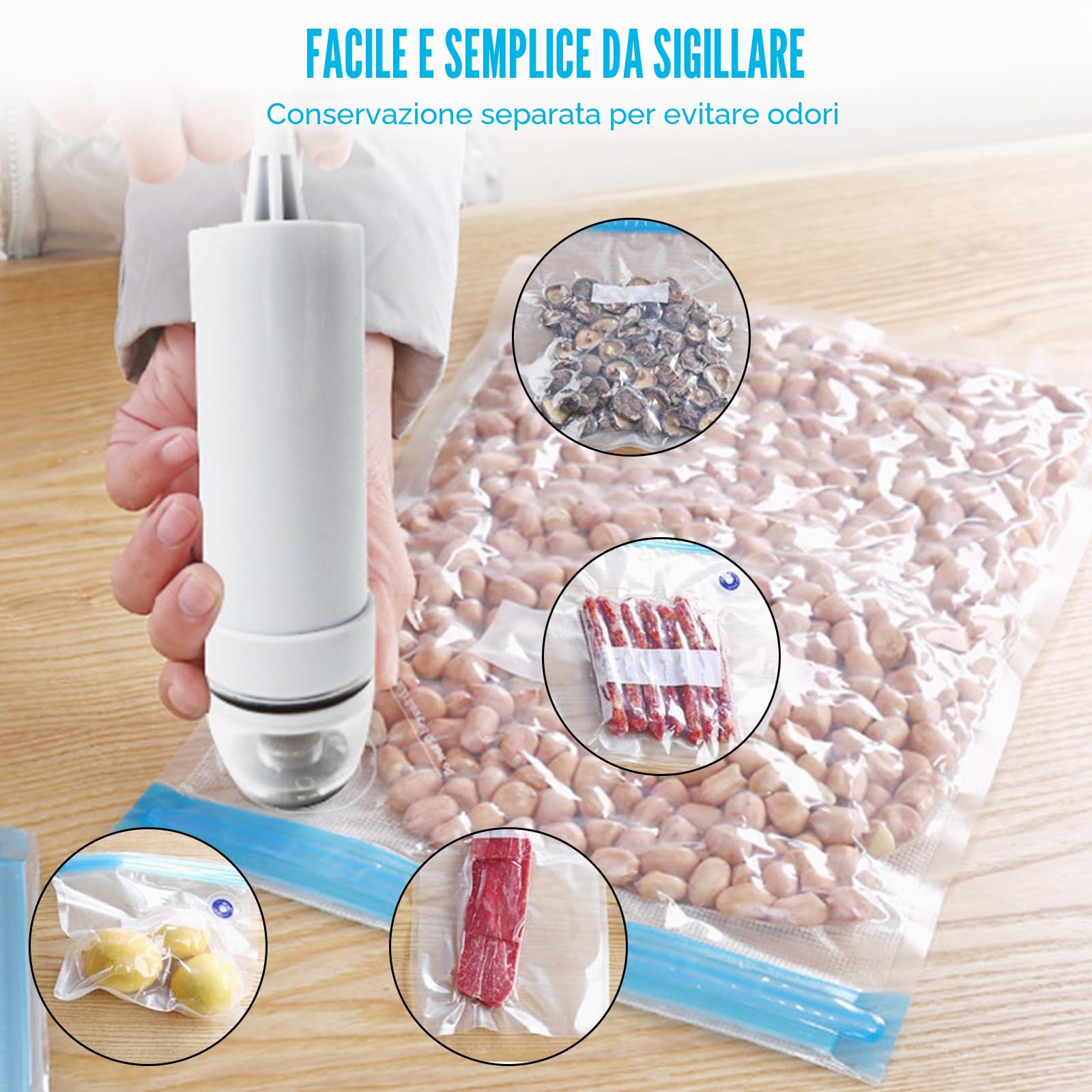 30 sacchetti sottovuoto per alimenti, sacchetti sottovuoto riutilizzabili con chiusura lampo valvola, sacchetti per congelatore Bpa liberi Sous Videv sacchetti sottovuoto per frutta, verdura