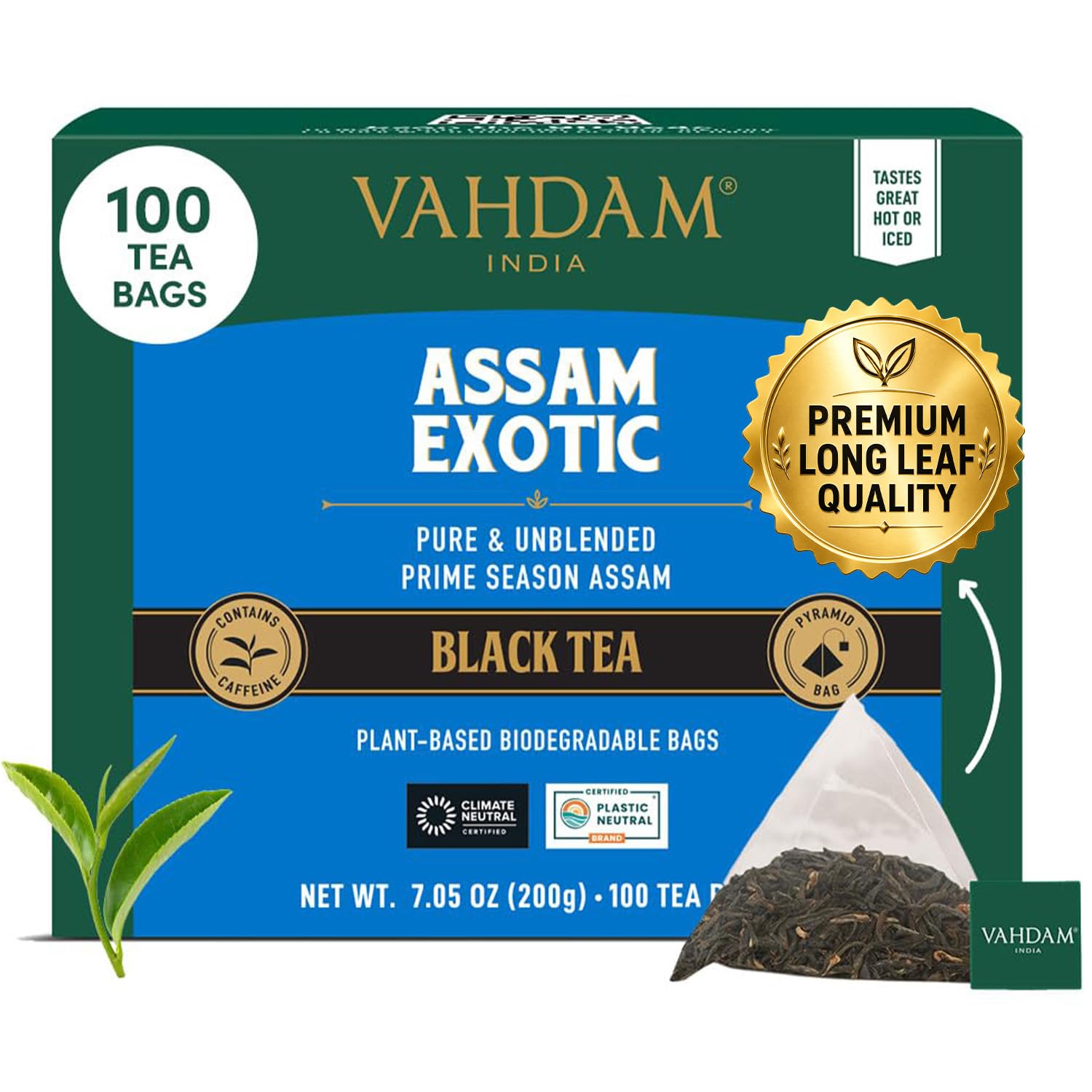VAHDAM Assam Black Tea Bags(100 Count) Assam Exotic Tea in Pyramid Tea Bags Assam Black Tea 100 Count (Pack of 1)
