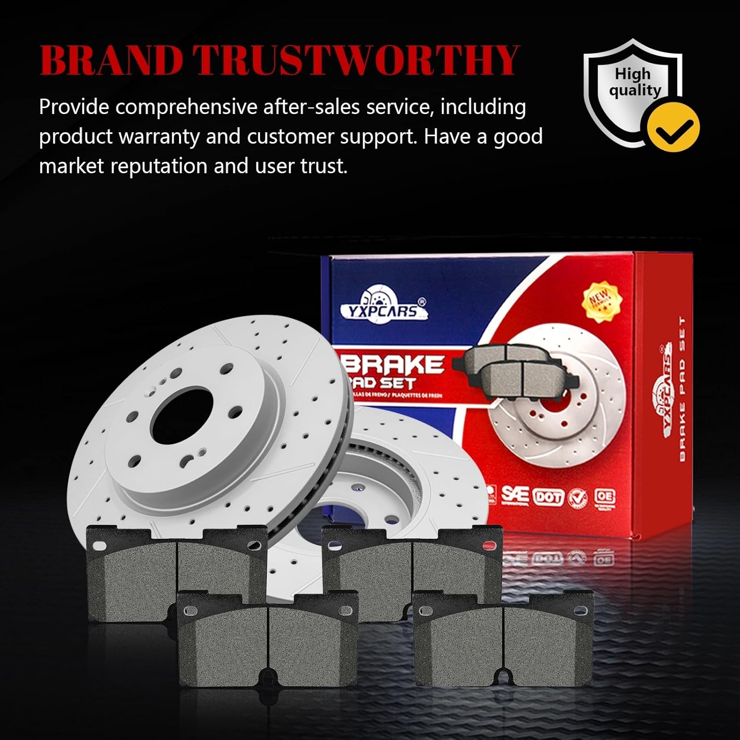 Ceramic Front Brakes Pad and Rotors Drilled Slotted Vented Replacement Disc Brake Kits for Chevy Suburban 2021-2023 2024/ Silverado 1500 2019-2024/ Silverado 1500 Ltd 2022 With 4 Piston Front Caliper