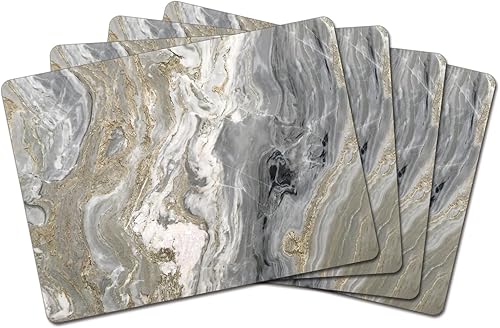 Manteles individuales decorativos de cuarzo de alta calidad, 4 unidades, fabricados en los Estados Unidos, tolerantes al calor y se limpian