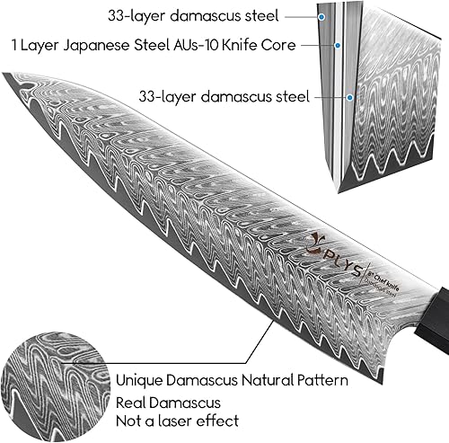 Miniatura 4 de Cuchillo de chef Damasco para cocina de 8 pulgadas cuchillos japoneses profesionales con mango ergonómico G10, cuchillo de cocina con caja de regalo