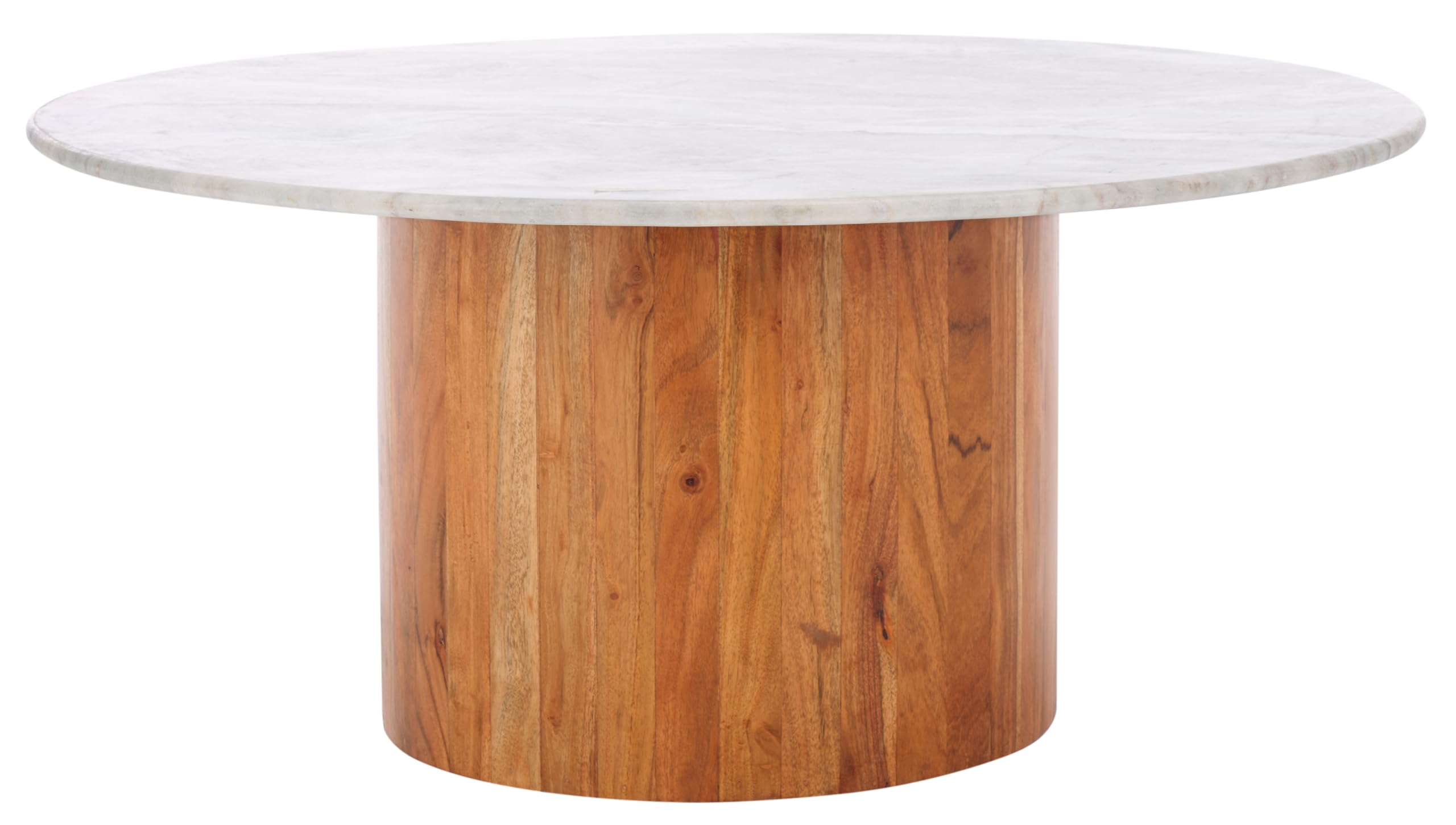 SAFAVIEH Home Collection - Augsburg Coffee Table, Round Marble Top with Pedestal Wood Base, Fully Assembled (COF2900A)