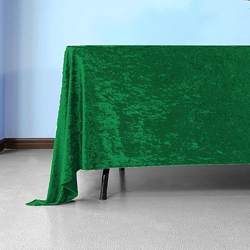 Miniatura 7 de Trimming Shop Mantel cuadrado de terciopelo triturado verde esmeralda de 54 x 54 pulgadas, mantel de tela suave lavable con purpurina para bodas,
