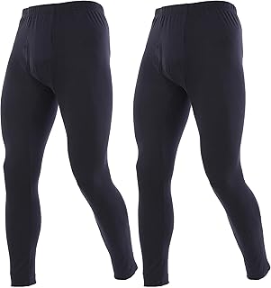 LNFINTDO Men's Thermal Bottoms Fleece Lined Long Johns Leggings Soft Underwear Pants 2 Pack