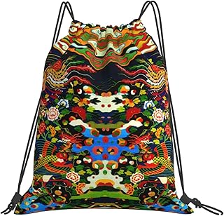 [BFCETYU] 民族風柄 ナップサック 巾着 収納 大容量 防水 軽量 折り畳み エコバッグ 巾着袋 水泳 運動 旅行 アウトドア
