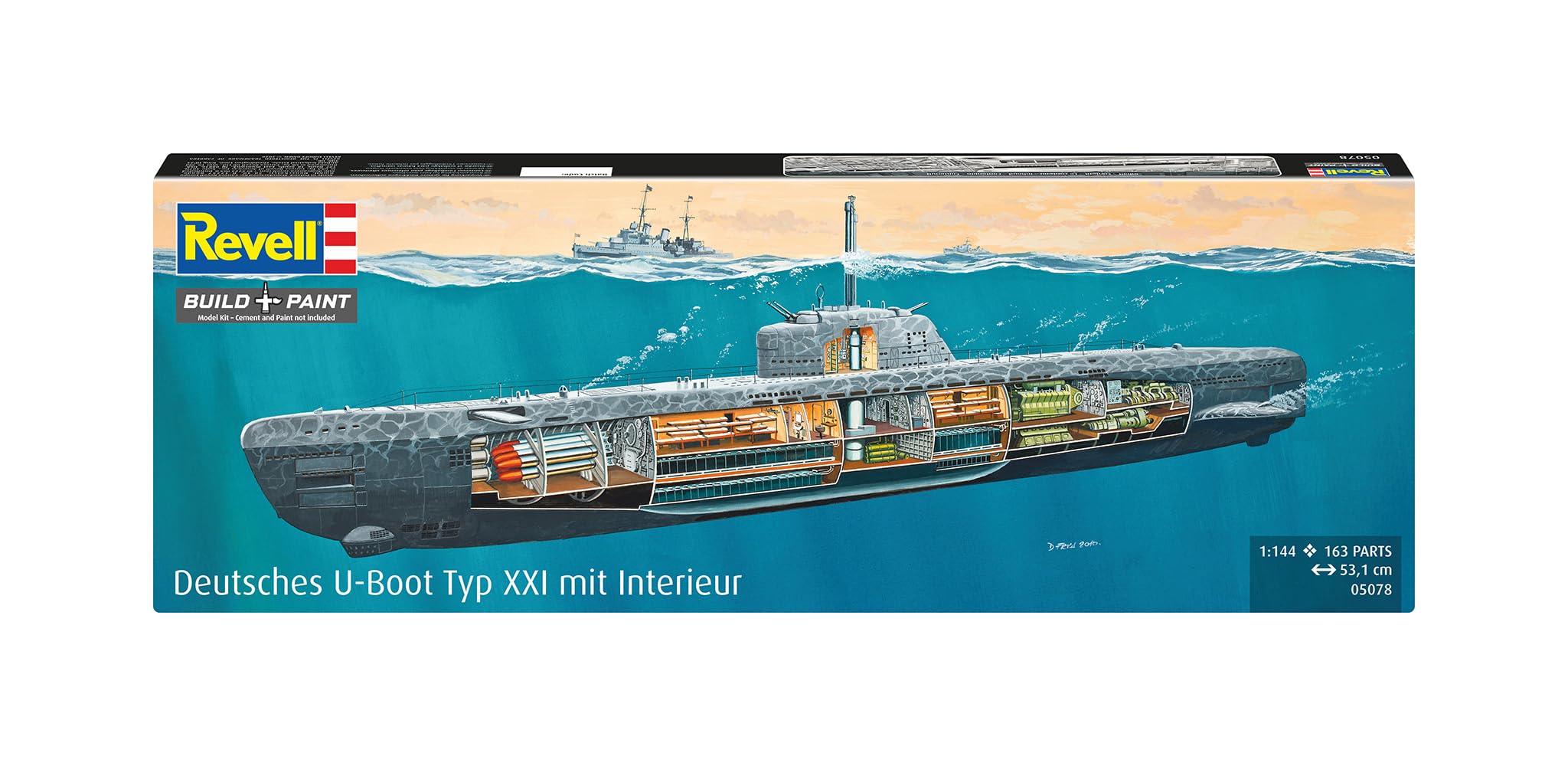 Revell 05078 Deutsches U-Boot Typ XXI mit Interieur im Maßstab 1:144 – Ansicht 2