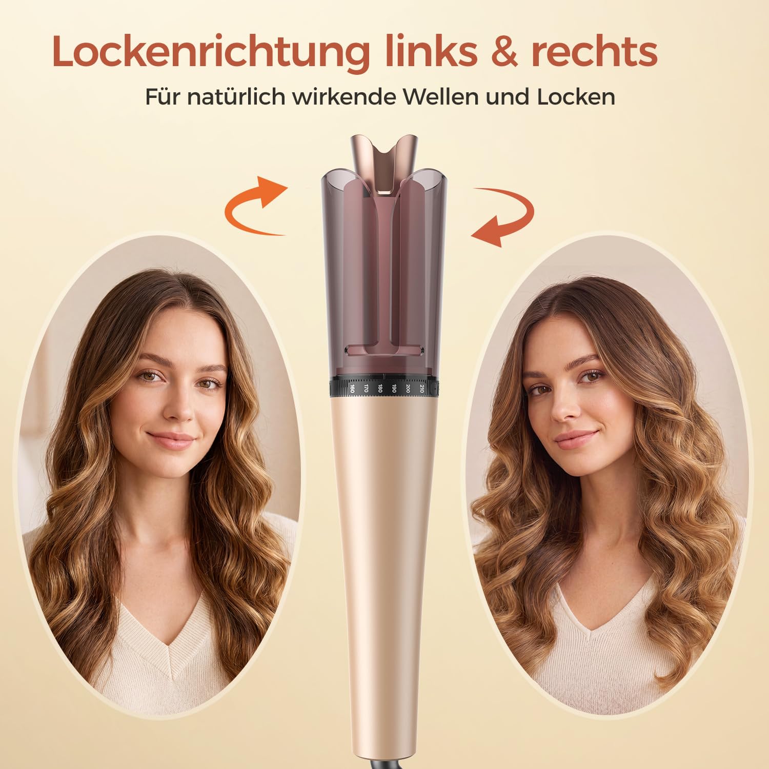 Lockenstab Automatischer 25mm,6 Temperaturen, Links-/Rechtslauf