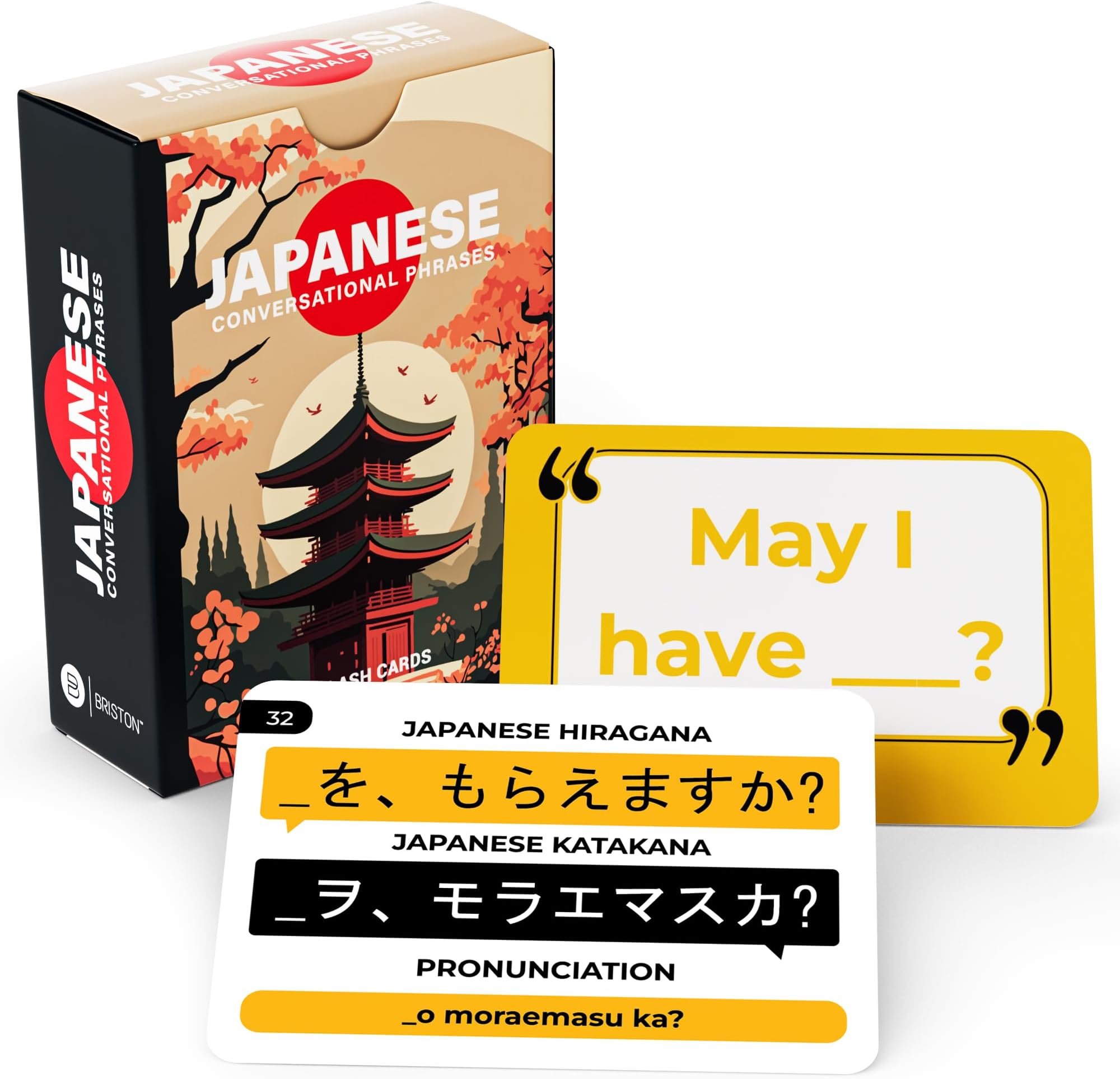 Briston Japanese Conversational Phrase Flash Cards – 75 Beginner Sayings with Audio Pronunciations Learn Japanese for Travel & Everyday Conversation Educational Language Learning Cards for Kids Adults