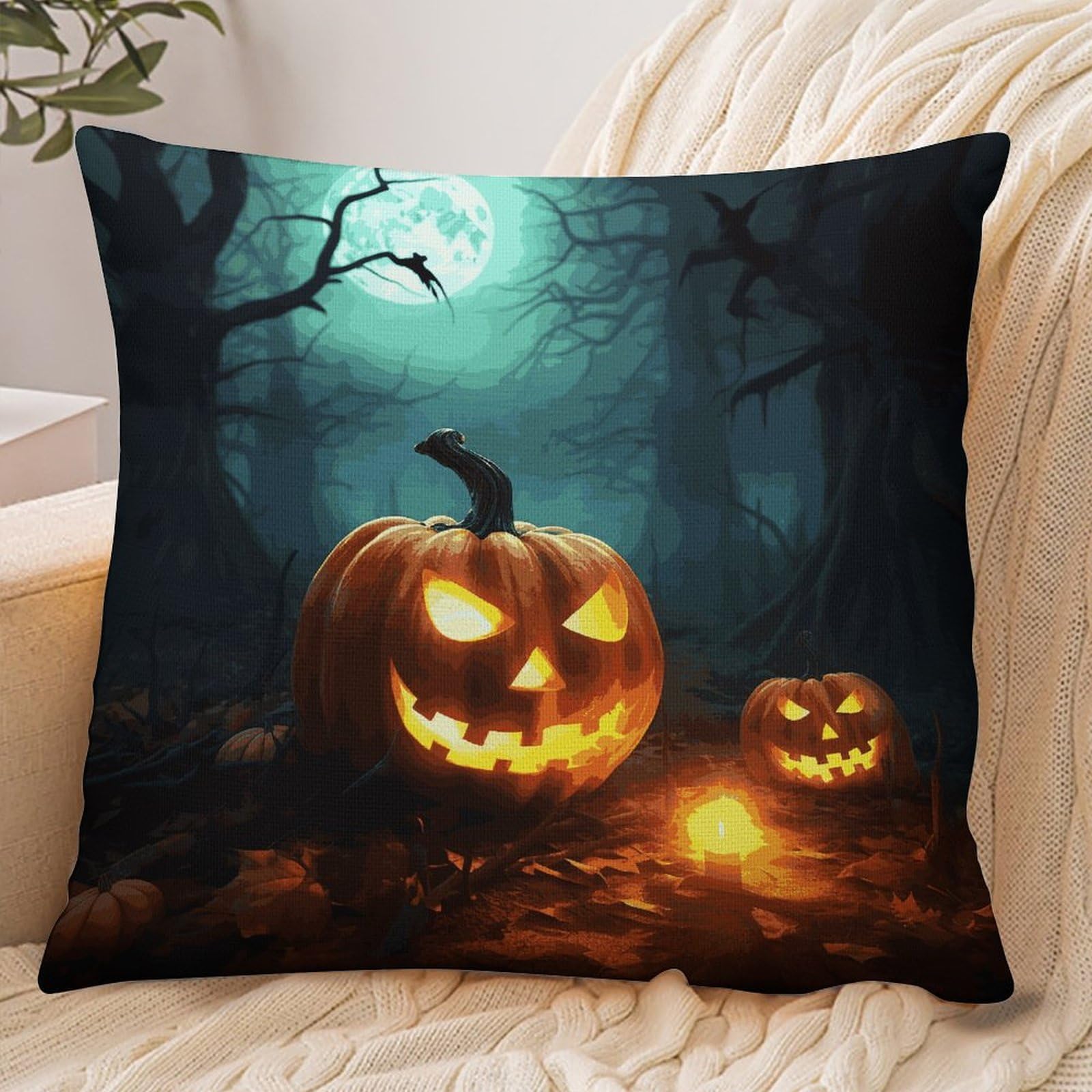 Fekiloot Style Happy Halloween Pumpkins Pillowcase Pillow Sham Pillow Case