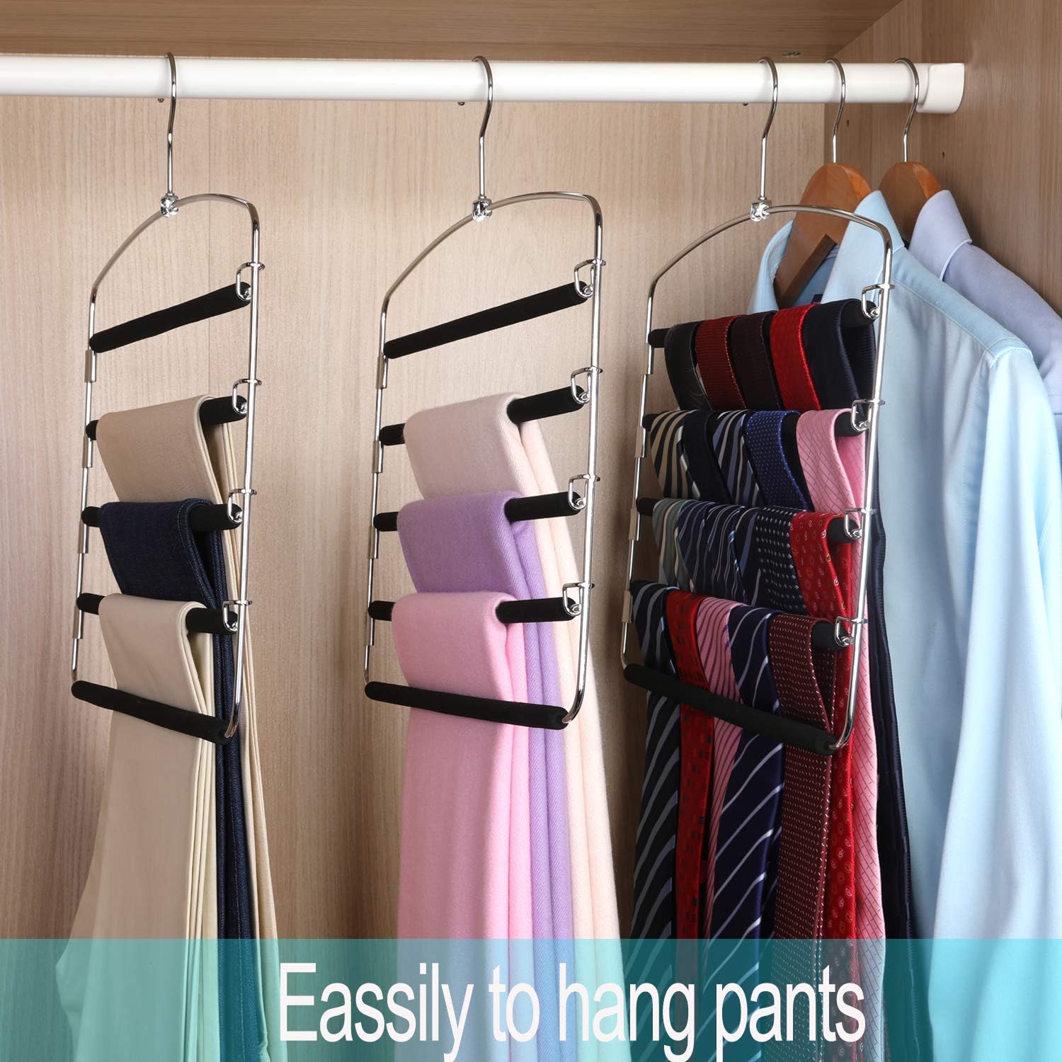 Buу 1 gеt 1 Magicool Space Saving Metal Pants Hangers(6 Pack) 5 Layers Skidproof Foam Padded with Swing Arm Closet Organizer for Pants Jeans Trousers Skirts Scarf Ties Flаѕh Dеаlѕ - 50% оƒƒ Magicool Space Saving Metal Pants Hangers(6 Pack) 5 Layers Skidproof Foam Padded with Swing Arm Closet Organizer for Pants Jeans Trousers Skirts Scarf Ties