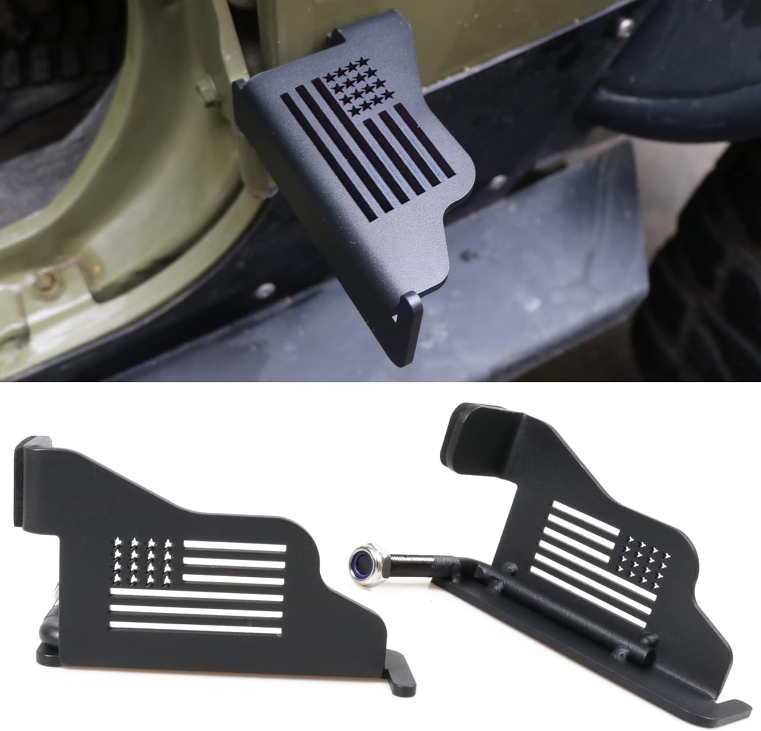 Foot Pegs Rest Pedals Compatible with 2007-2018 Jeep Wrangler JK Unlimited 2/4 Door Exterior Accessories Door Hinge Steel Doors Off Foot Peg, 1 Pair US Flag