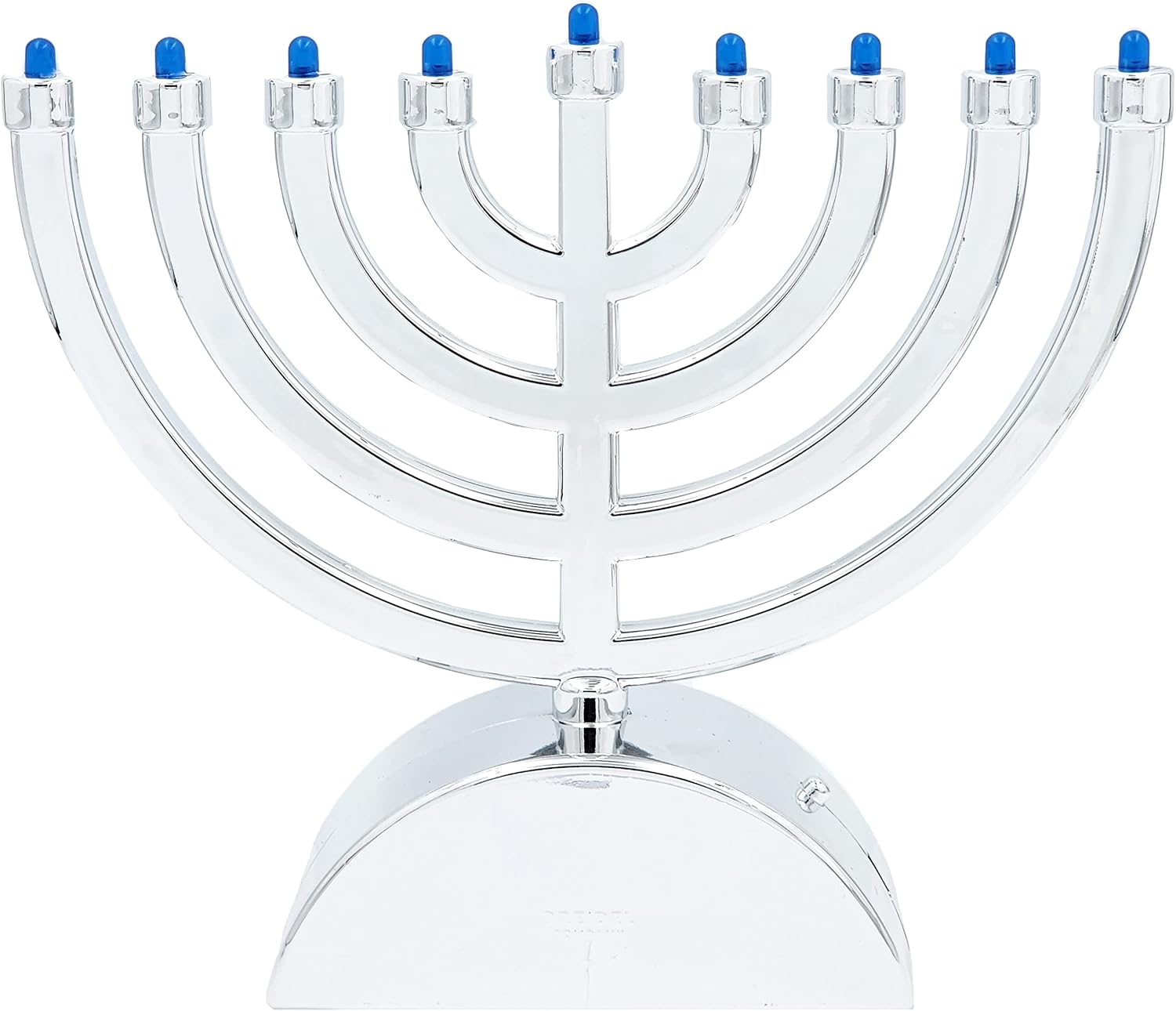 Silver Shiny Mini Electric Classic Menorah, Classic Hanukkah Menorah, 7.3" Inch LED Travel Menora, Batteries or USB Powered, Micro USB 4' Ft. Cable Included