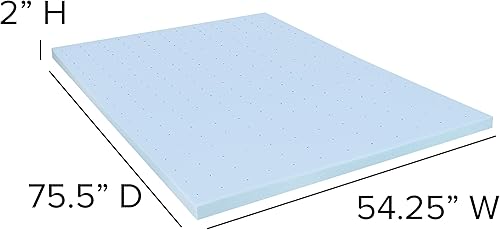 Miniatura 6 de Flash Furniture Capri Comfortable Sleep - Cubrecolchón de gel fresco de 2 pulgadas, espuma viscoelástica certificada CertiPUR-US, tamaño matrimonial