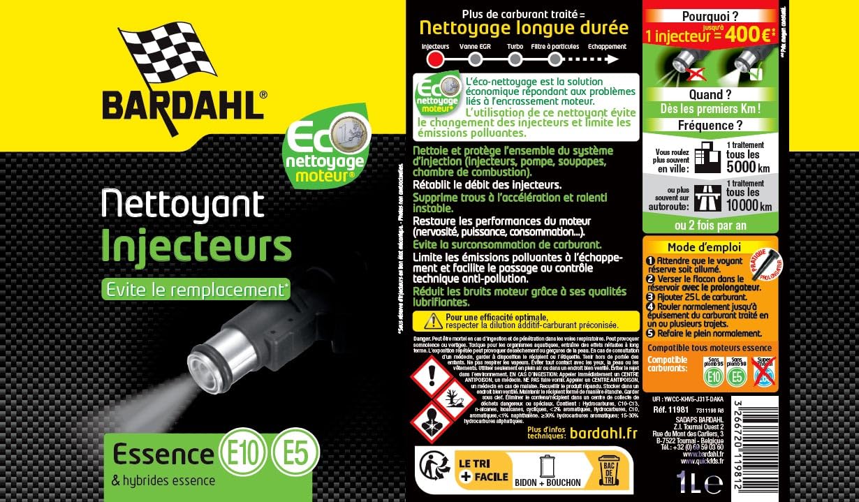 Bardahl 11981 Inyección Limpiador Gasolina, 1L Volumen