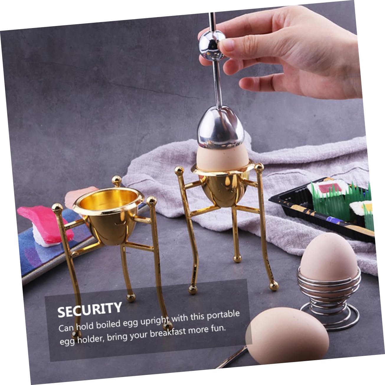 PRETYZOOM 3 Pièces Casier à Oeufs Porte-Oeufs Triangle Support D'oeufs à La Coque Coquetier Tasse Séparateur D'oeufs à La Coque Support à Oeufs De Cuisine Tasse De Cuiseur à Oeufs Œuf Cuivre