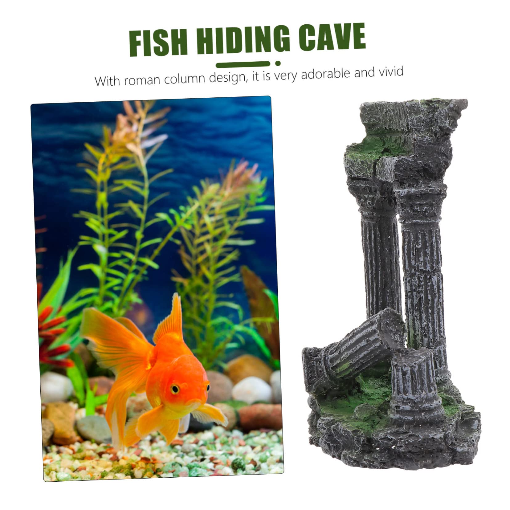 POPETPOP Decoración para Pecera Columna Romana De Resina con Cueva Oculta Ornamento Duradero para Acuario De Agua Dulce y Salada Accesorio Seguro para Tanque De Peces