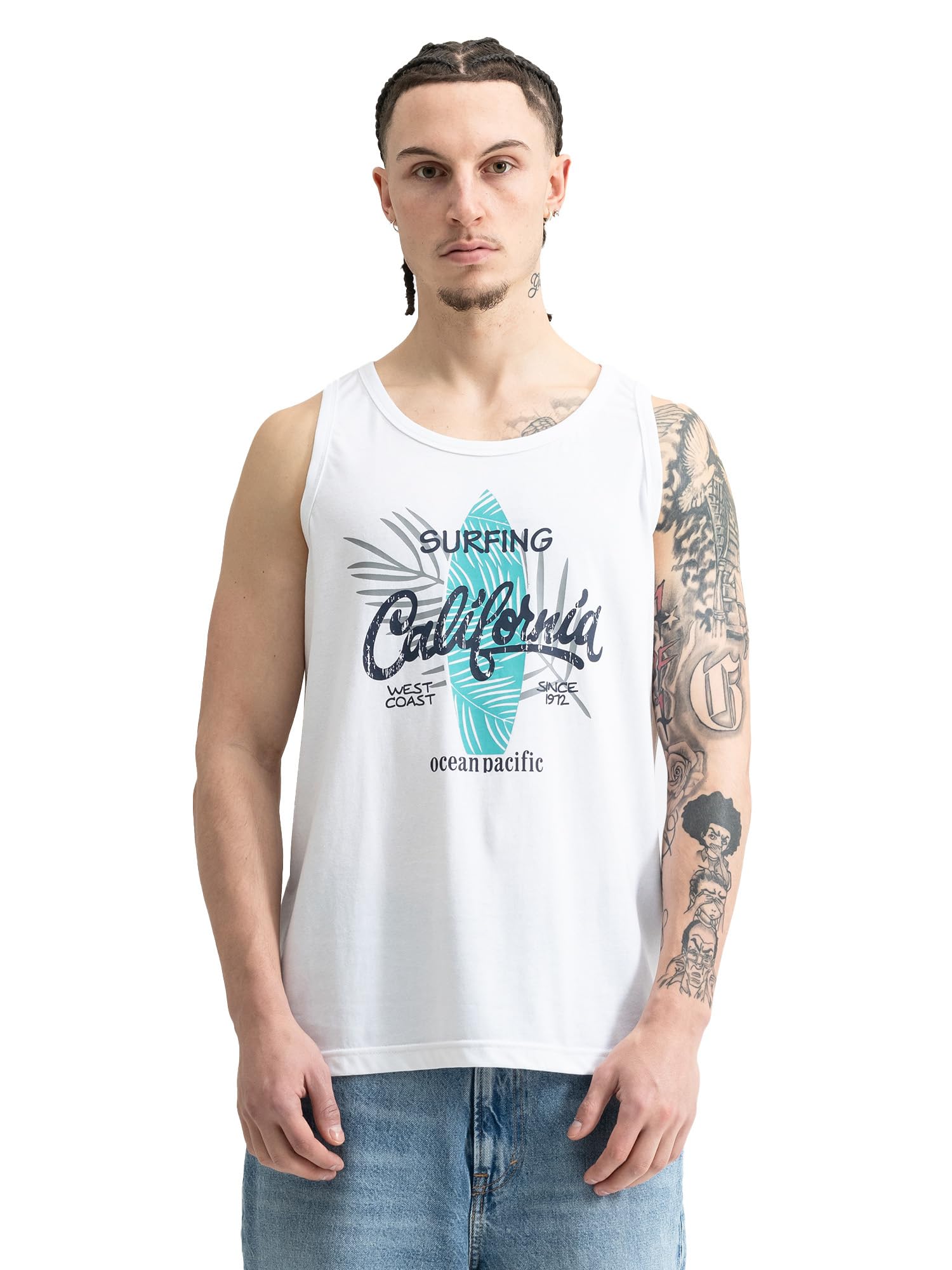 Ocean Pacific Whitewash Singlet de tirantes con cuello redondo y corte relajado 7