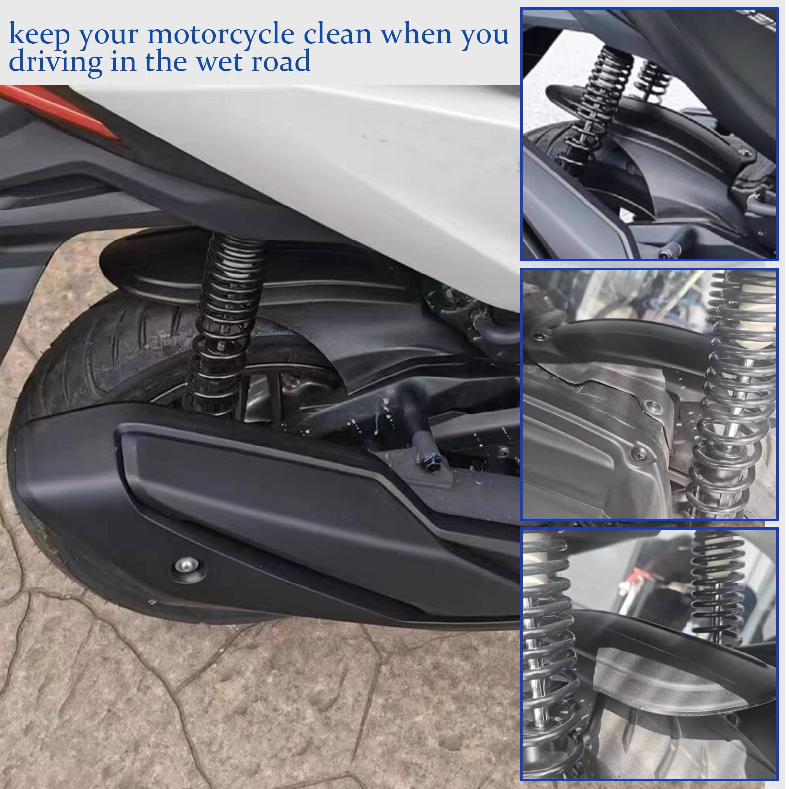 WOOGA parafango moto ruota posteriore parafango copertura paraspruzzi Replacement for Ho&n&da Forza 350 NSS350 2020-2024 Copriruota per parti di motociclette (corto stile A-Nero opaco)