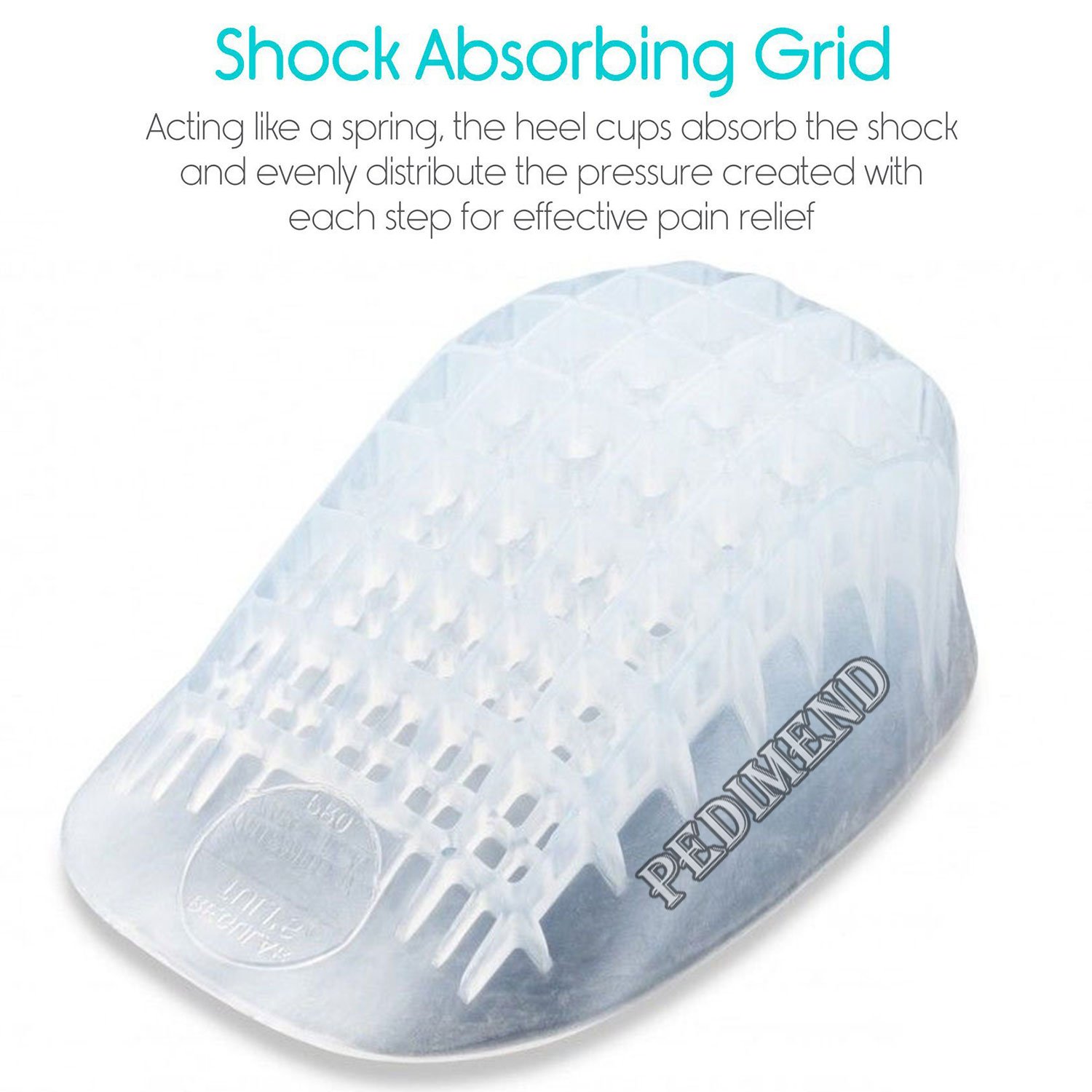 Pedimend Heel Support Cup (White) (3pairs - 6) - Support for Heel and Ankle - Reduces Pain / Fatigue and Swelling - Multi-layered Waffle Design Absorbs Shock - UNISEX - Foot Care