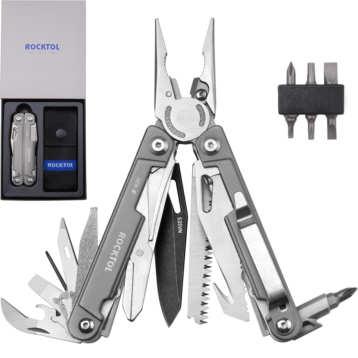 Amazon.com: ROCKTOL Gen-R Multitool Pliers, S35VN Blade, EDC