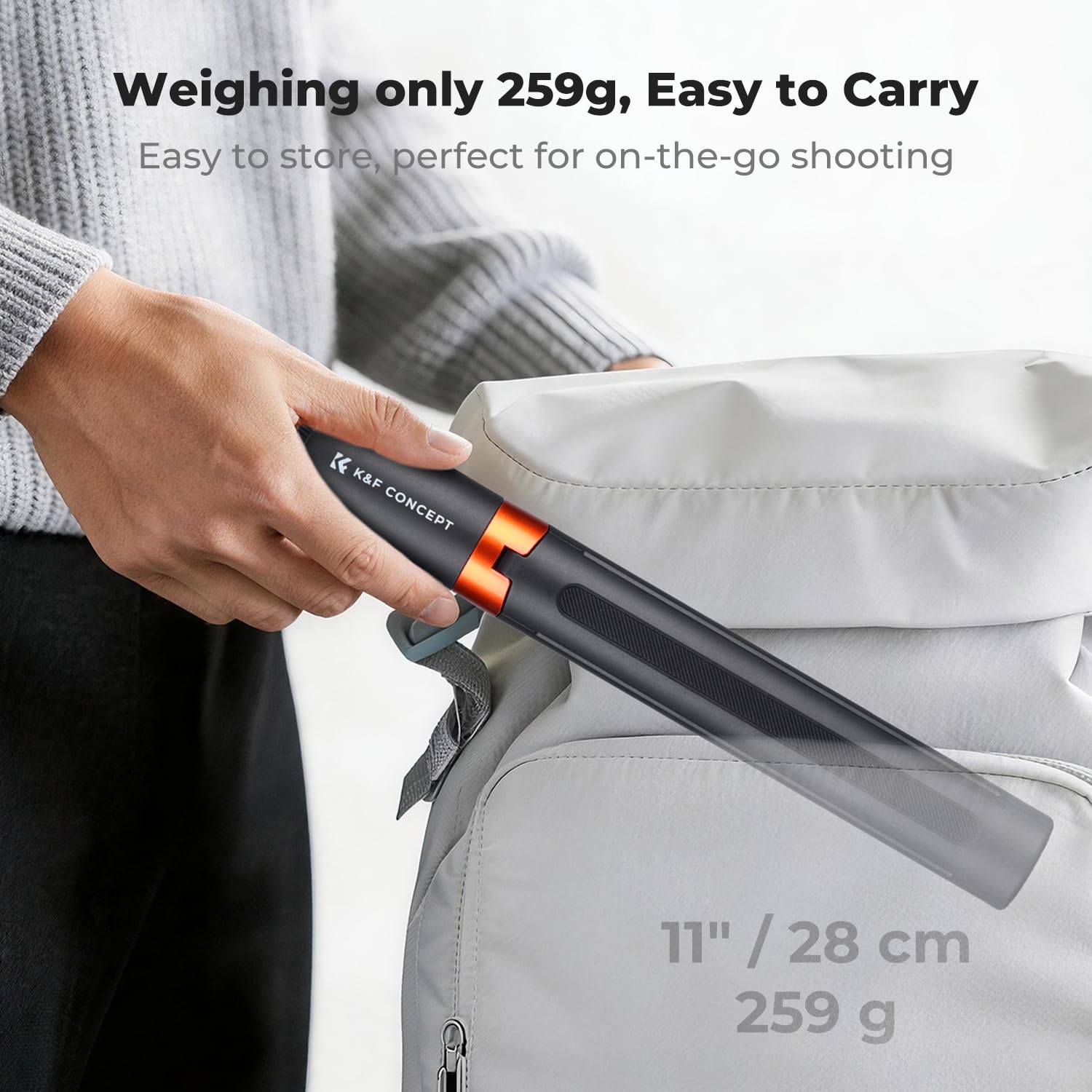 K&F CONCEPT Kijek do selfie 168 cm, statyw 2 w 1 ze śrubą 1/4"
