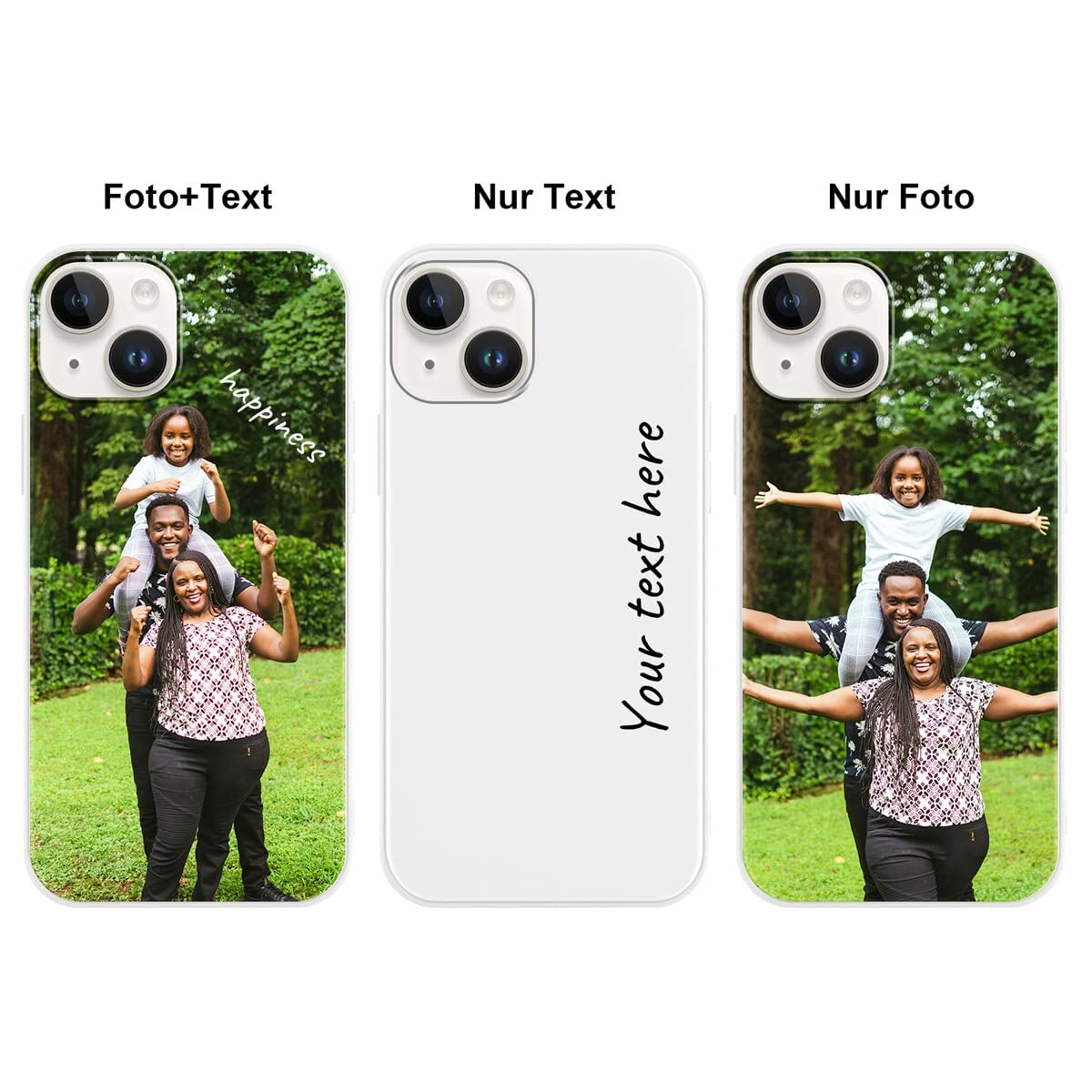 Yoedge Cover Personalizzata Per IPhone 14 Con Foto E Testo – Custodia In Silicone Morbido TPU Nero, Protezione Antiurto, Design Unico