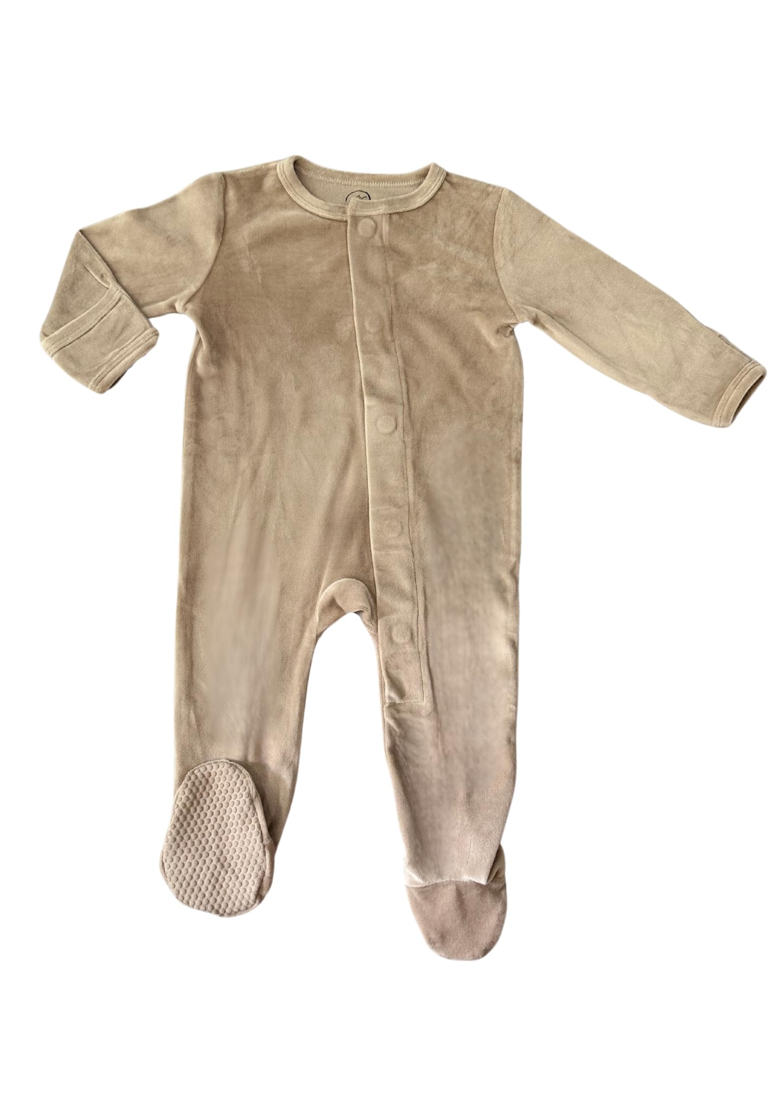 Avee & Co Fleece Footie Pajamas – Quick Magnetic Fastener Sleeper for Baby Boys and Girls (0–24 Months) (1, Fawn, 3-6)