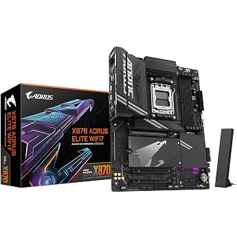 GIGABYTE X870 AORUS Elite WIFI7 Motherboard - Supports AMD Ryzen 9000 CPUs 16+2+2 Phase VRM up to 8000MHz DDR5 OC 3xPCIe 5.0 + 1xPCIe 4.0 Wi-Fi 7 2.5GbE LAN USB 4