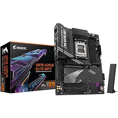 GIGABYTE X870 AORUS Elite WIFI7 AMD AM5 LGA 1718 Motherboard, ATX, DDR5, 4X M.2, PCIe 5.0, USB4, WIFI7, 2.5GbE LAN, EZ-Latch, 5-Year Warranty