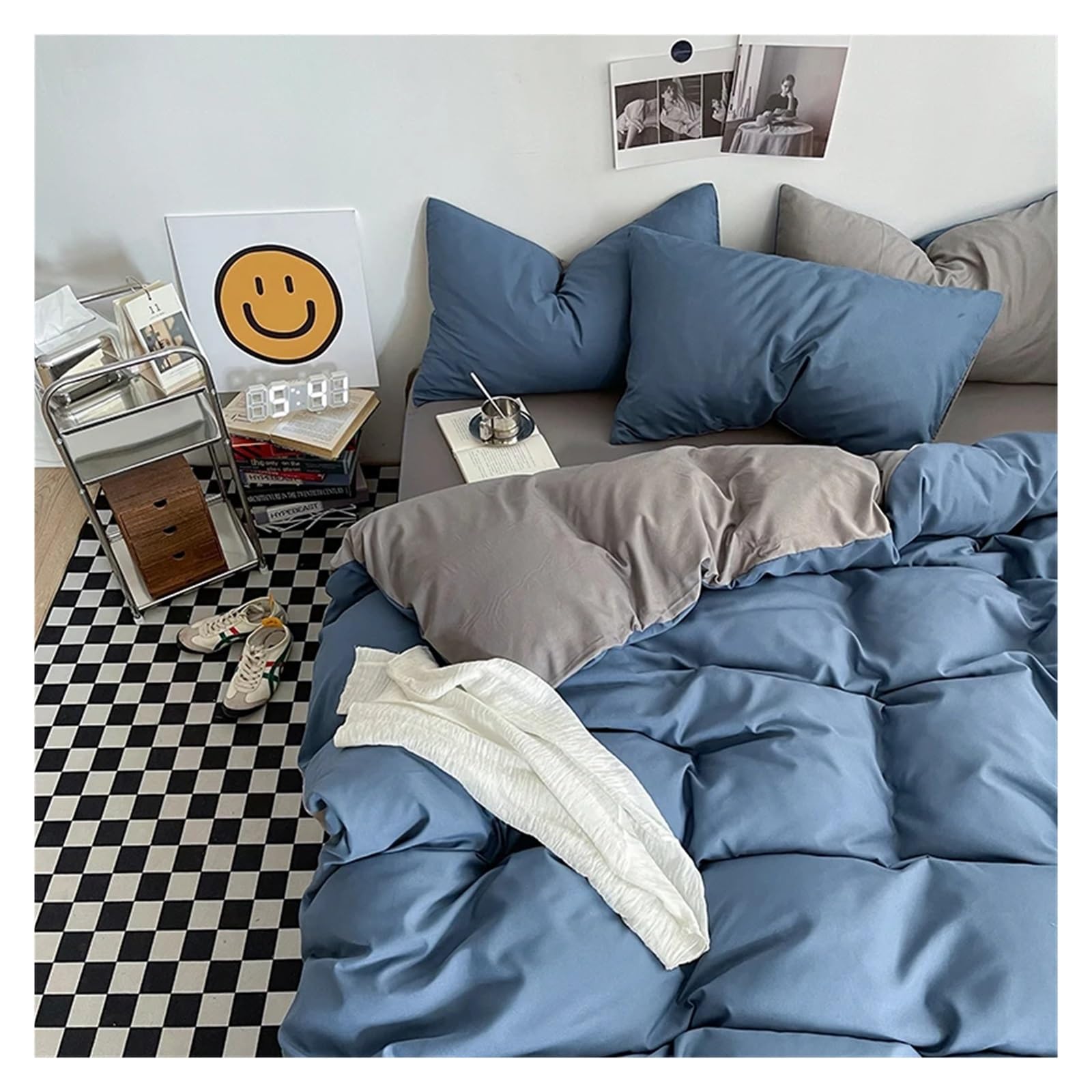 Housse de couette king size de couleur unie noire parure de lit au tissage haute densité