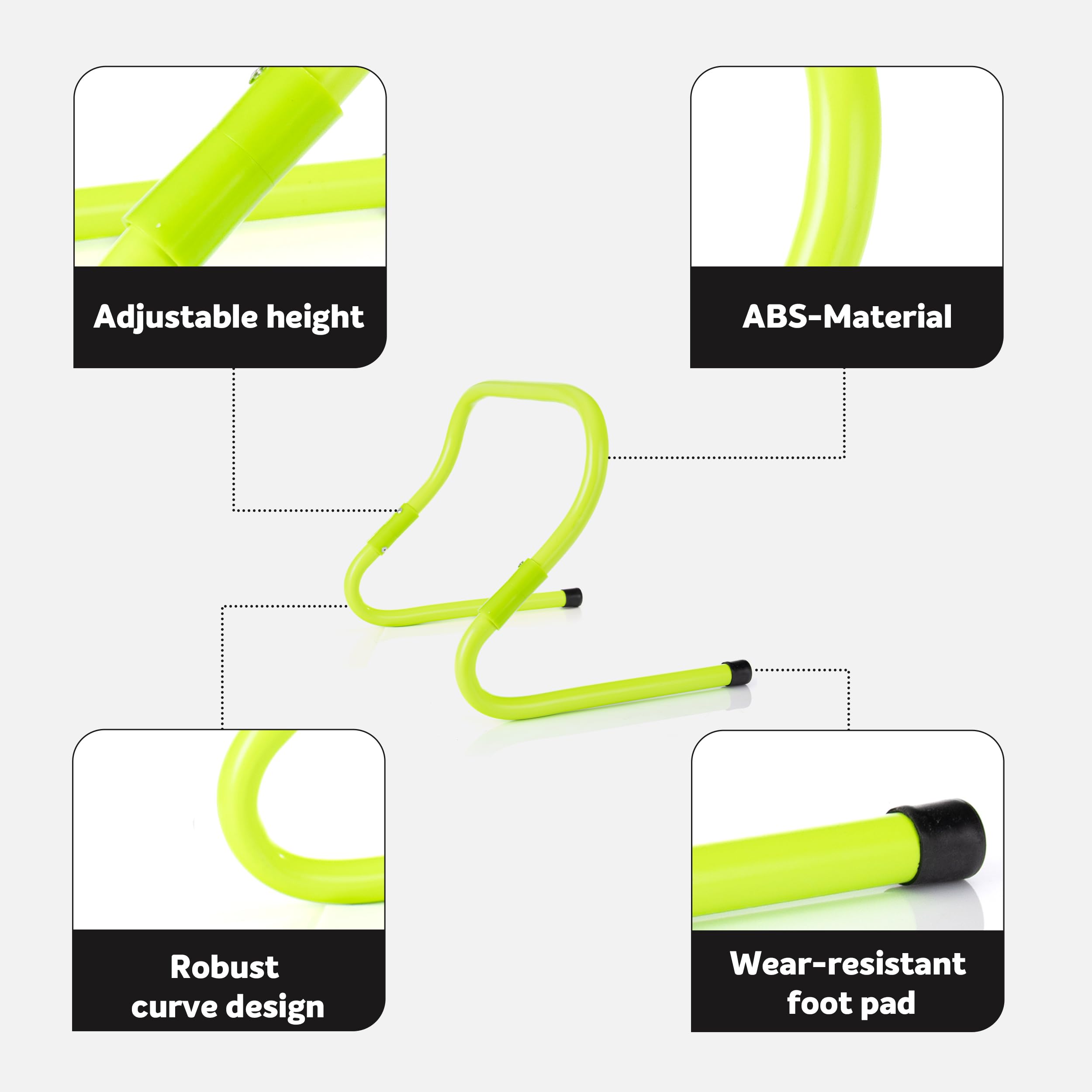 Fizyo Set 5 Mini Ostacoli Regolabili – Ostacoli per velocità, coordinazione, agilità e Salto – Esercizi Calcio, Atletica Leggera, Fitness, Interni ed Esterni – Verde