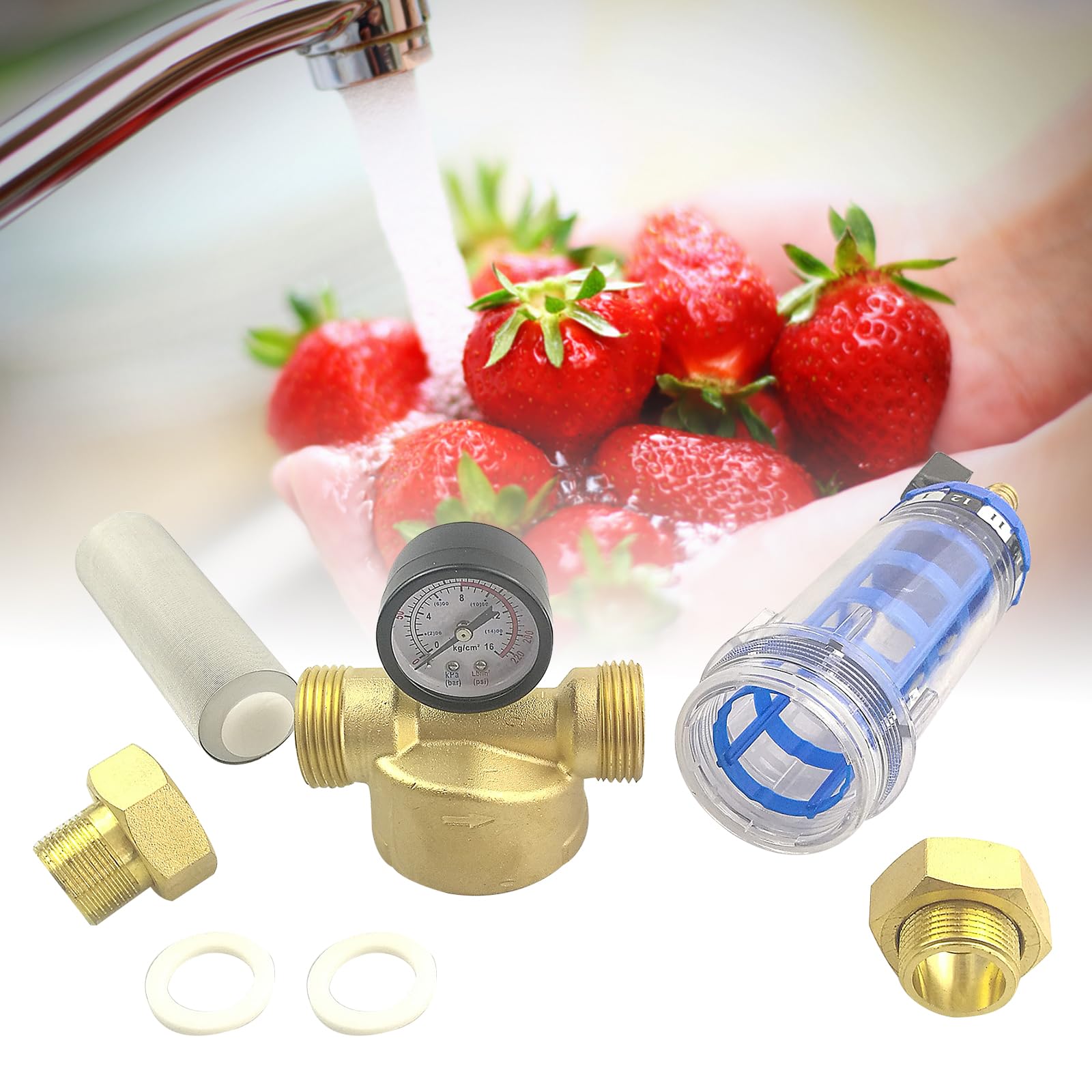 Spin Down Filtre à eau pour sédiments avec manomètre, préfiltre pour filtre à sédiments, tuyau d'eau de puits (3/4")