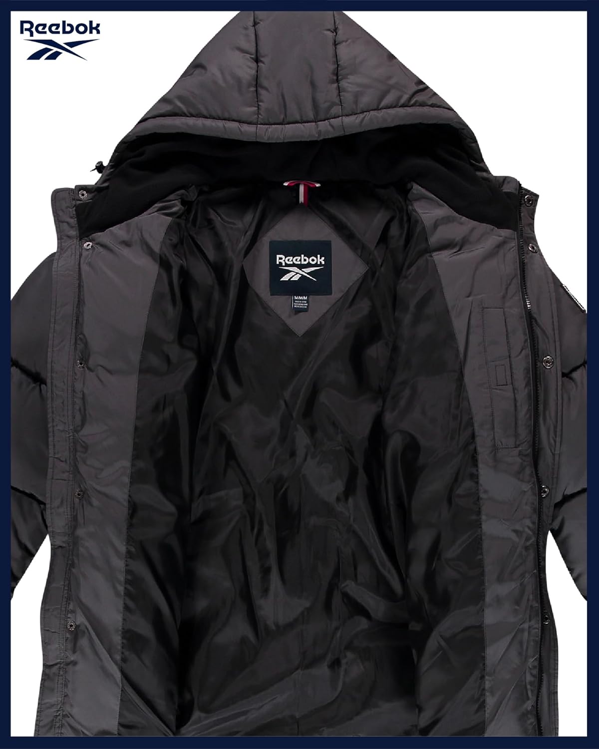 Reebok Mens Winter Jacket - Heavyweight Insulated Mens Winter Coat - Wind Water Resistant Quilted Puffer Jackets for Men - Image 4