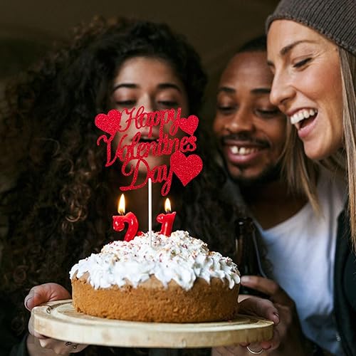 Miniatura 7 de Decoración romántica para tartas del día de San Valentín, decoración romántica para tartas rojas con brillantina, decoración de tartas para fiesta