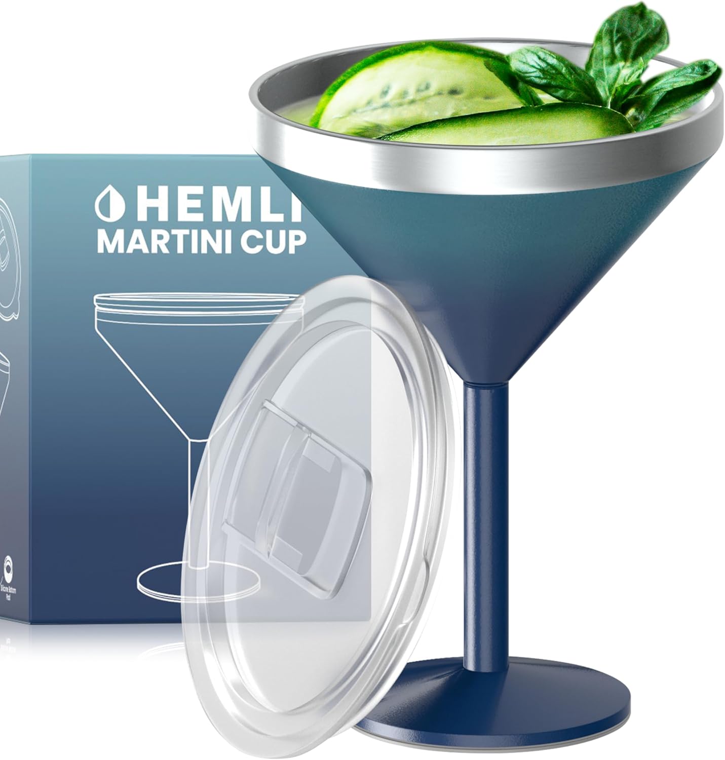 Hemli Martini Glass, Stainless Steel Insulated Martini Tumbler Cocktail Cup