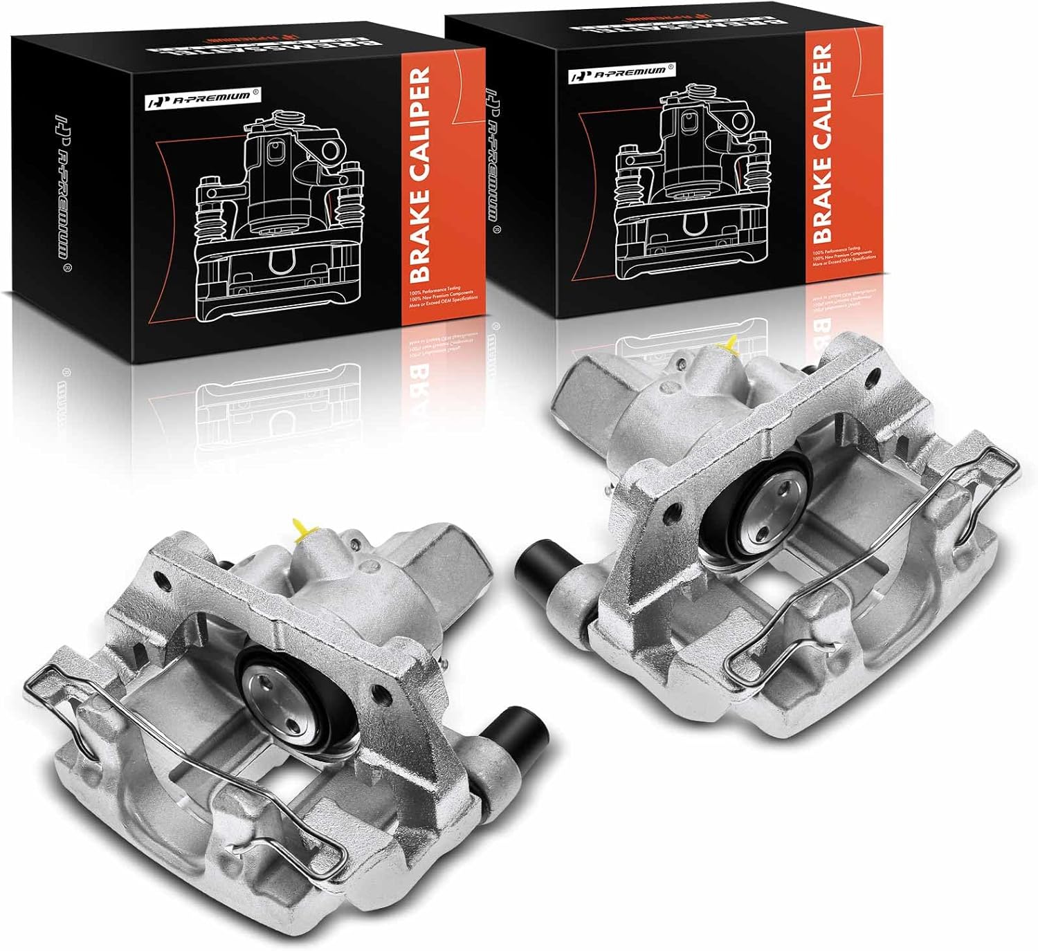 A-Premium Disc Brake Caliper Assembly with Bracket Compatible with Select Mazda and Volvo Models - 3, C30, C70, S40, V50 - Rear Driver and Passenger Side, 2-PC Set