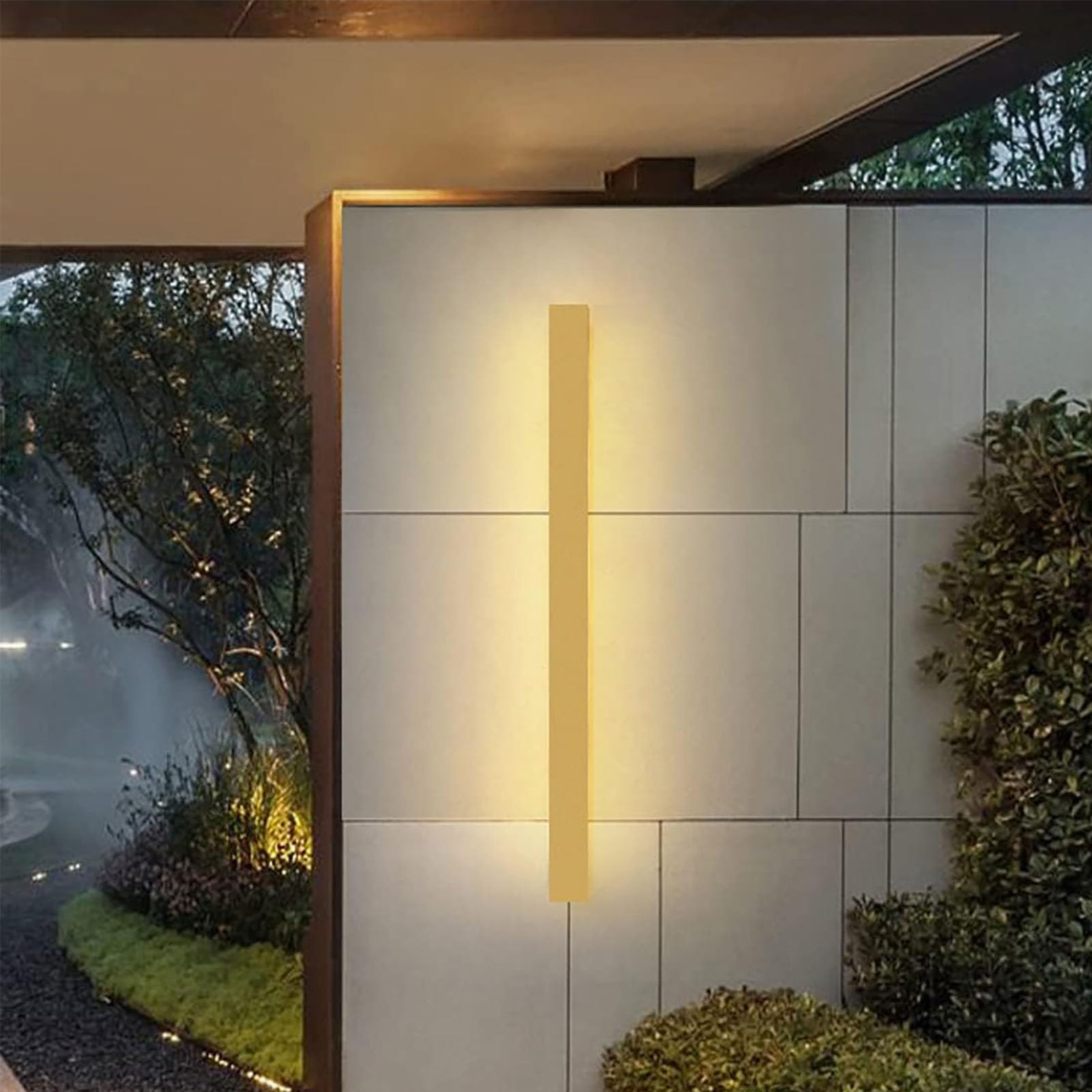 HELCEKOU Modern LED Outdoor Wall Light - IP65 Waterproof Gold Sconce for Front Door, Garage, Villa, Hallway, Garden 40cm Mains Powered Neutral Fixture