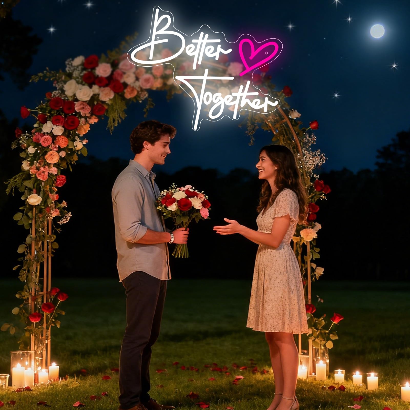 Better Together Cartel de neón de compromiso blanco cálido LED cartel para decoración de pared Letra LED Letra USB Luz de neón para boda, club, aniversario, dormitorio, cumpleaños, fiesta, bar