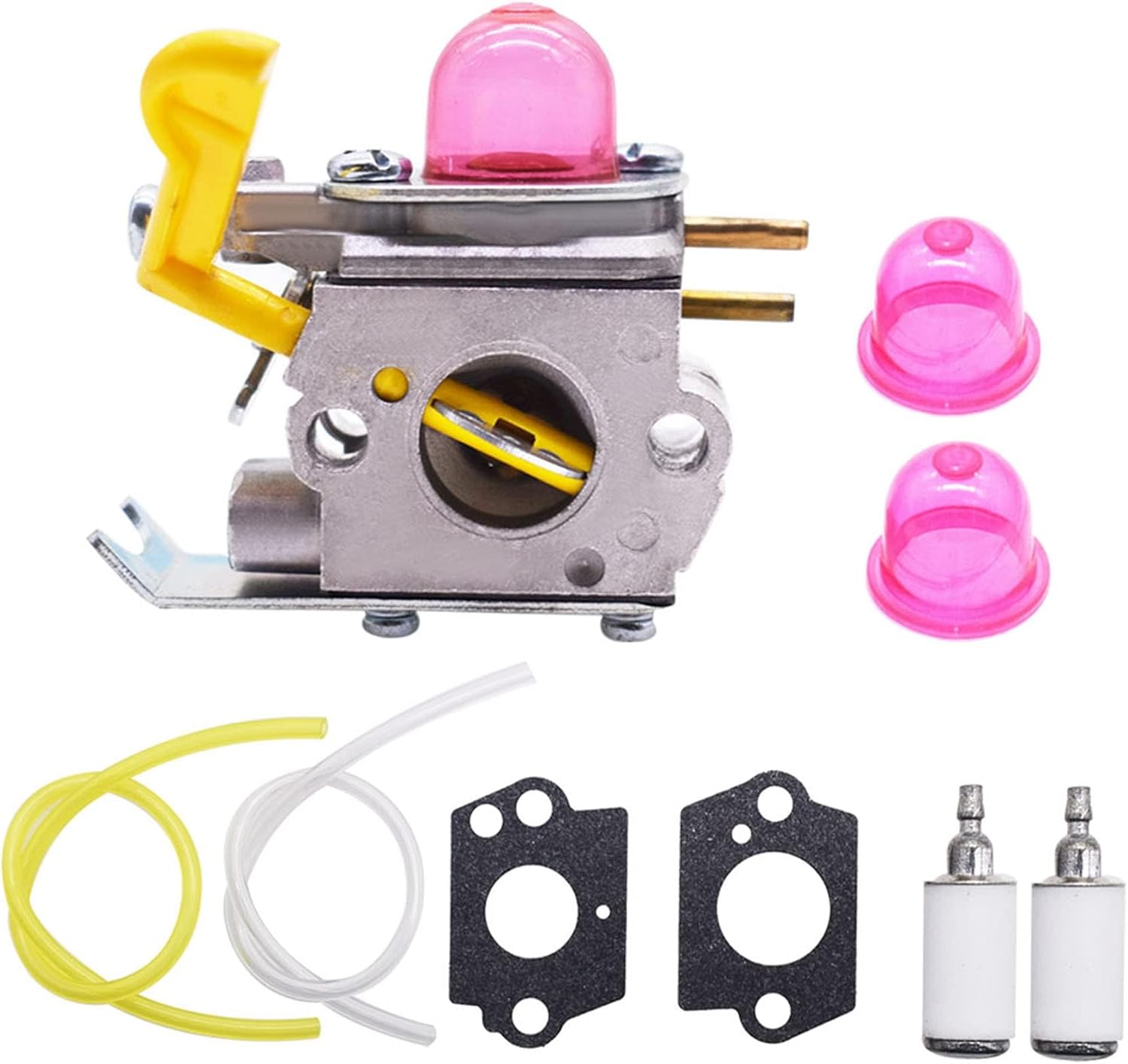 ALL-CARB SST25 Carburetor with Fuel Line Replacement for Poulan Weedeater Featherlite FL26 FL20 XT260 SST25CE SST25C FL20C FX26S FX26SC FL25 MX550 FL25 FX26 XT700 TE475 MX557 530071822 C1U-W18 Trimmer