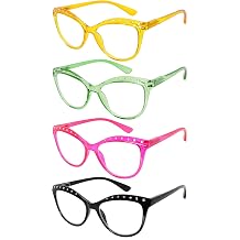 Eyekepper Reading Glasses Women 1.00, Cat-eye Rhinestone Readers, 4 Pack
