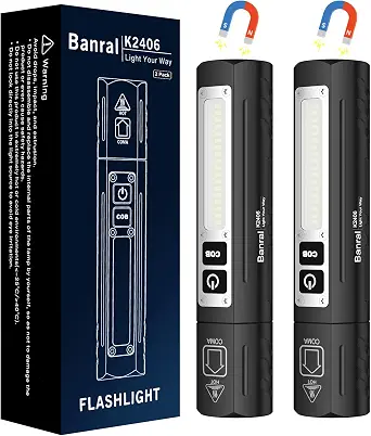 Banral Rechargeable Magnetic Small Flashlight - Super Bright LED Tactical USB-C Flashlight with 8 Modes, Waterproof