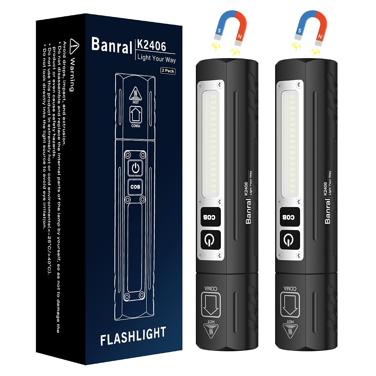 Rechargeable Magnetic Small Flashlights High Lumens - Super Bright Powerful LED
