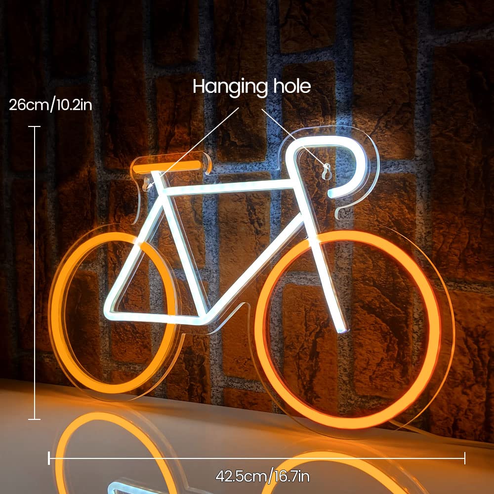 Bicicletta Neon Giallo Bianco Neon Decorazioni da parete Segno LED Insegna al neon alimentata tramite USB personalizzata per l'arredamento del bar del ristorante della camera da letto